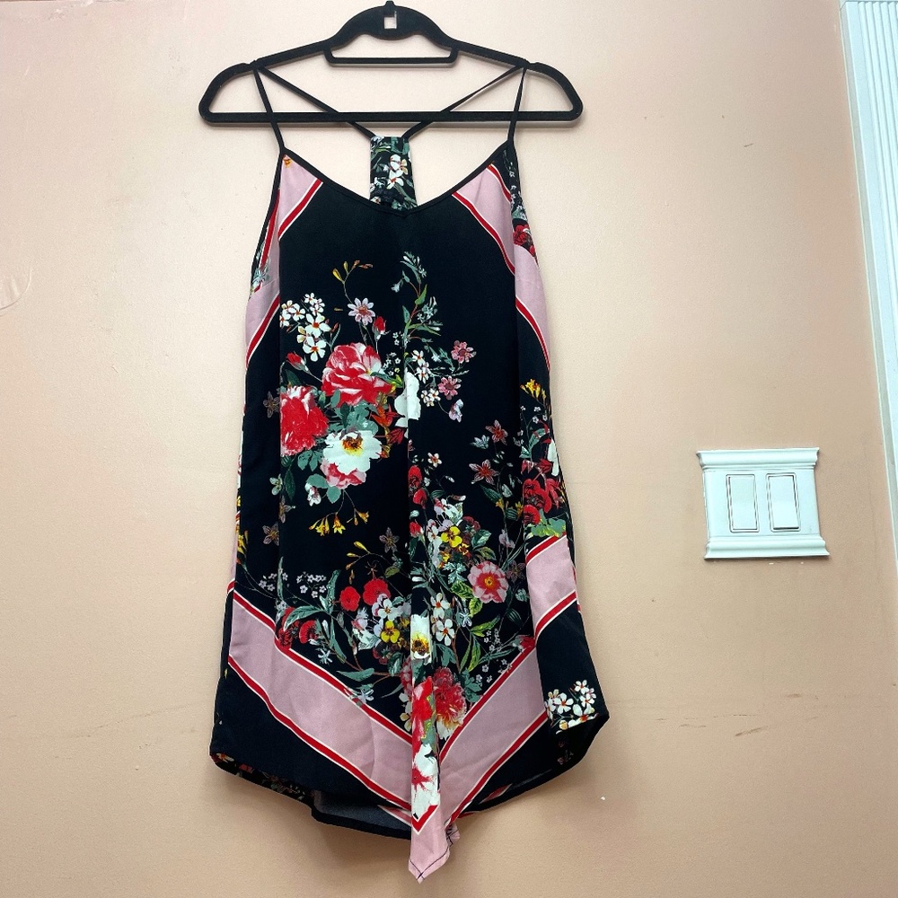 Black and pink flower dress